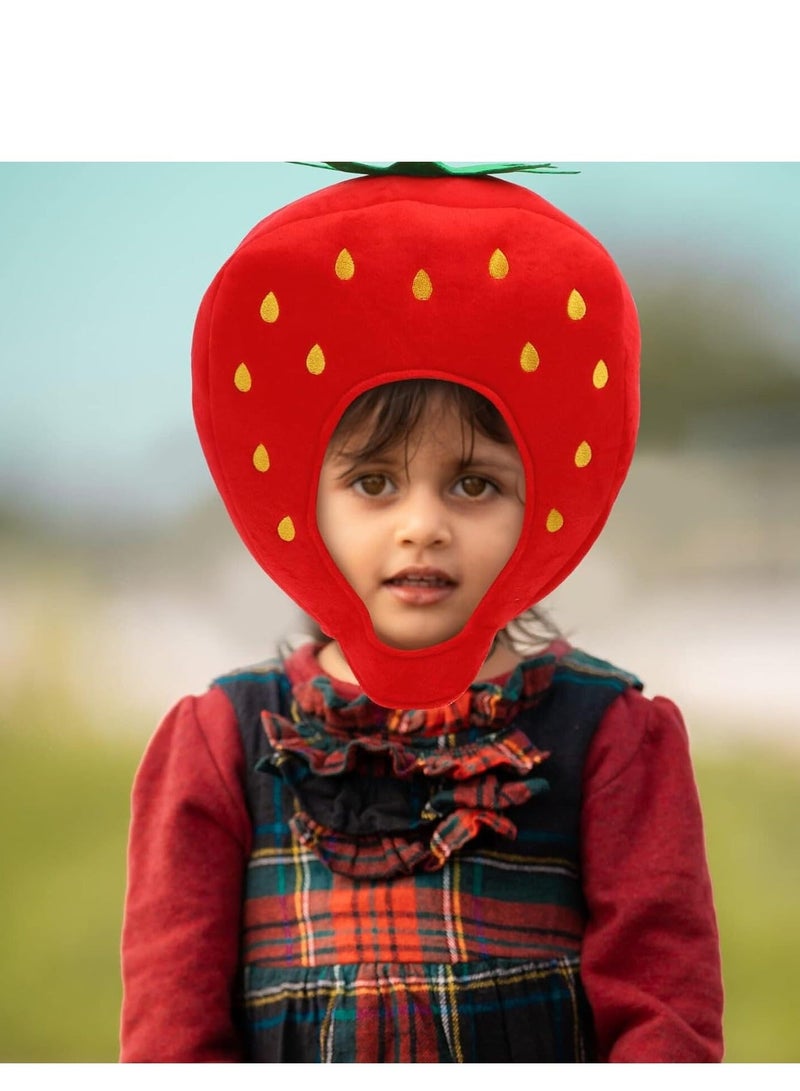 Strawberry Hat Funny Fruit Headwear Cap One Size Plush Fun Hats Carnival Head Cover for Dress Up Supply Party Supplies - Image 3