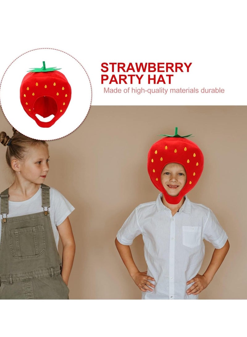 Strawberry Hat Funny Fruit Headwear Cap One Size Plush Fun Hats Carnival Head Cover for Dress Up Supply Party Supplies - Image 5