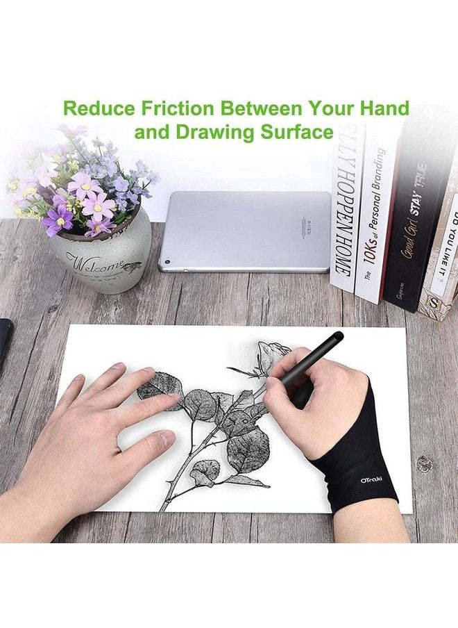 OTraki 4Pcs Two Finger Artist Gloves Anti Smudge Graphic Drawing Glove For Tablet Pad Monitor Painting Paper Sketching Universal For Left And Right Hand 3.54 X 8.46 Inch  - Image 5