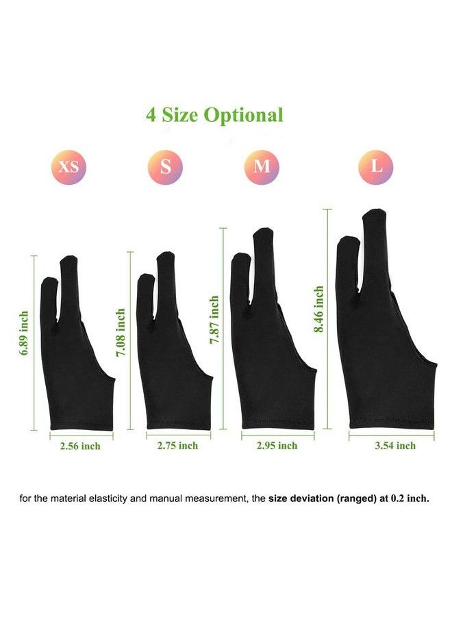 OTraki 4Pcs Two Finger Artist Gloves Anti Smudge Graphic Drawing Glove For Tablet Pad Monitor Painting Paper Sketching Universal For Left And Right Hand 3.54 X 8.46 Inch  - Image 4