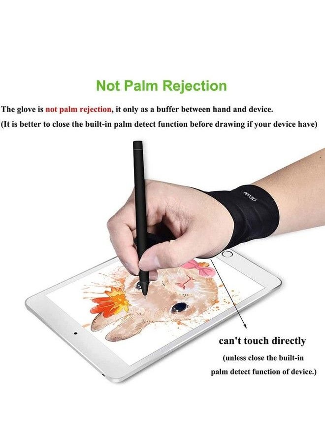 OTraki 4Pcs Two Finger Artist Gloves Anti Smudge Graphic Drawing Glove For Tablet Pad Monitor Painting Paper Sketching Universal For Left And Right Hand 3.54 X 8.46 Inch  - Image 3