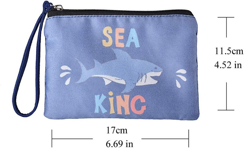 Rantanto Small Cute Cash Coin Purse, Canvas Change Purse, Kawaii Coin Pouch With Handle Christmas Gift For Women Teenager Girls (BG0029 Shark) - Image 2