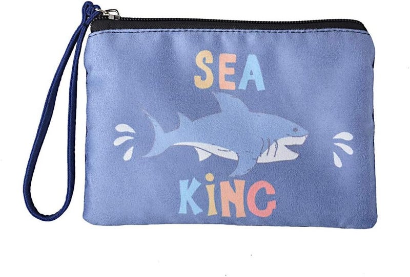 Rantanto Small Cute Cash Coin Purse, Canvas Change Purse, Kawaii Coin Pouch With Handle Christmas Gift For Women Teenager Girls (BG0029 Shark) - Image 1