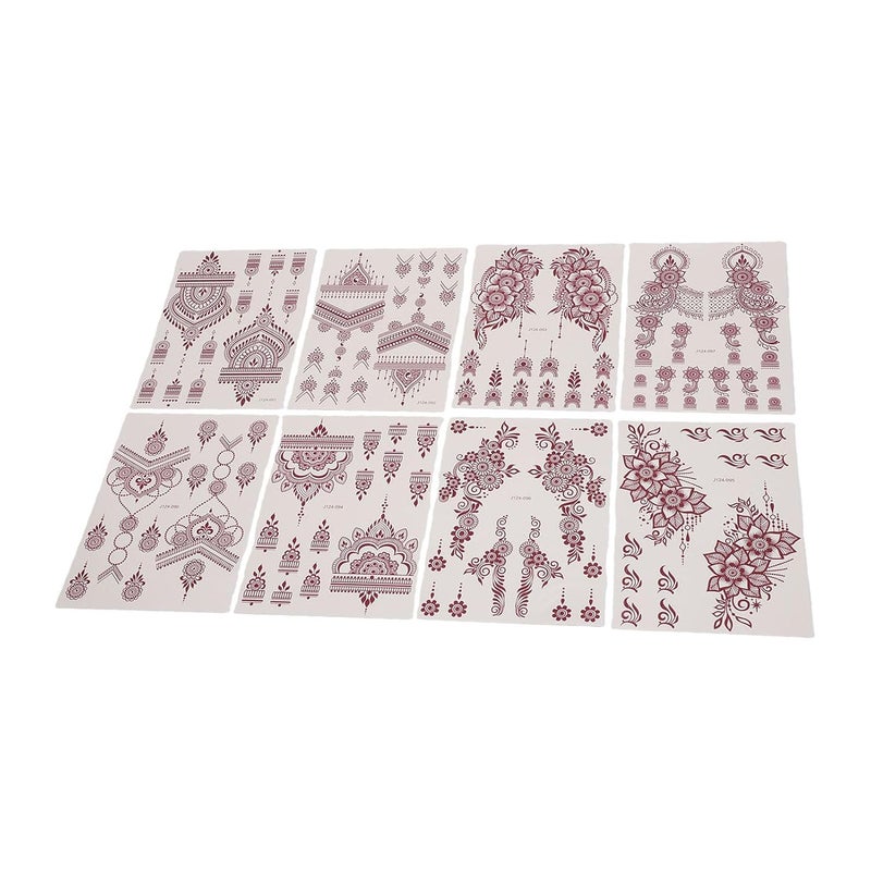 Dpofirs 8 Pcs Water Transfer Lace Stickers for Body Art | Indian Floral Geometric Designs for Festival Wedding Party - Image 4