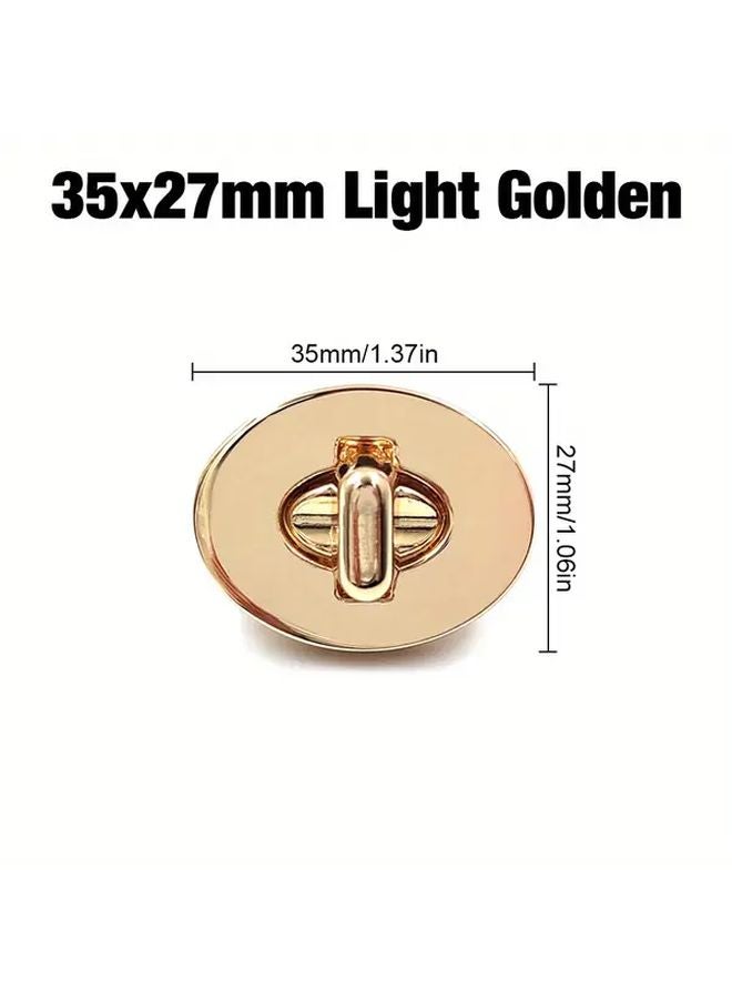 35x27mm Light Golden Oval Locking Clasp Rotary Buckle for Bag Wallet Making - Image 1