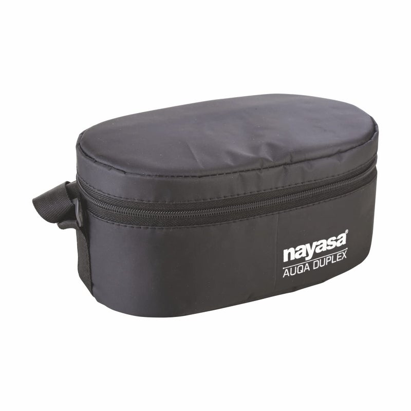 NAYASA Nayasa Aqua Duplex Lunch Box with 3 Containers (2 Round Containers & 1 Oval Container) Comes with Ziper Pouch, 3 Stainless Steel Containers with Airtight & Leak Proof Lid- 300 ML, Black  - Image 2