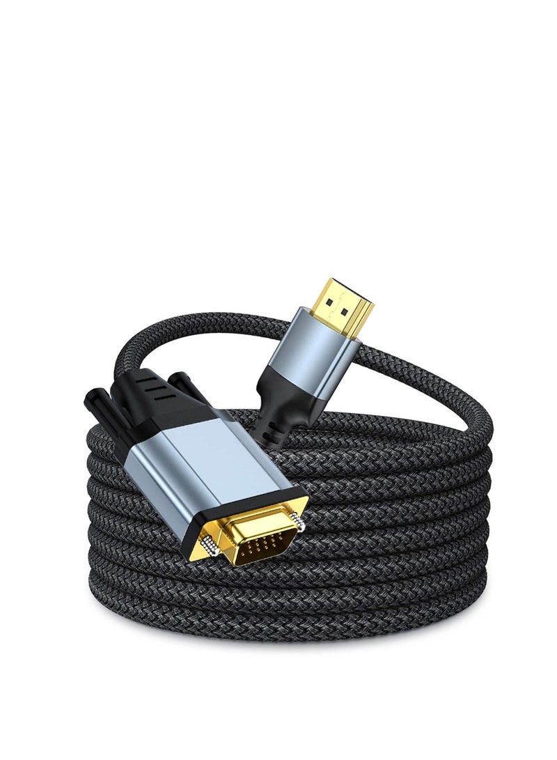 HDMI to VGA Adapter Cable 10FT 【Metal Case, Nylon Cable】 1080P@60Hz HDMI Male to VGA Male Uni-Directional Braided Cord for Computer, Laptop, Monitor, Roku, Xbox, Graphics Card More,（3M,1PACK） - Image 1