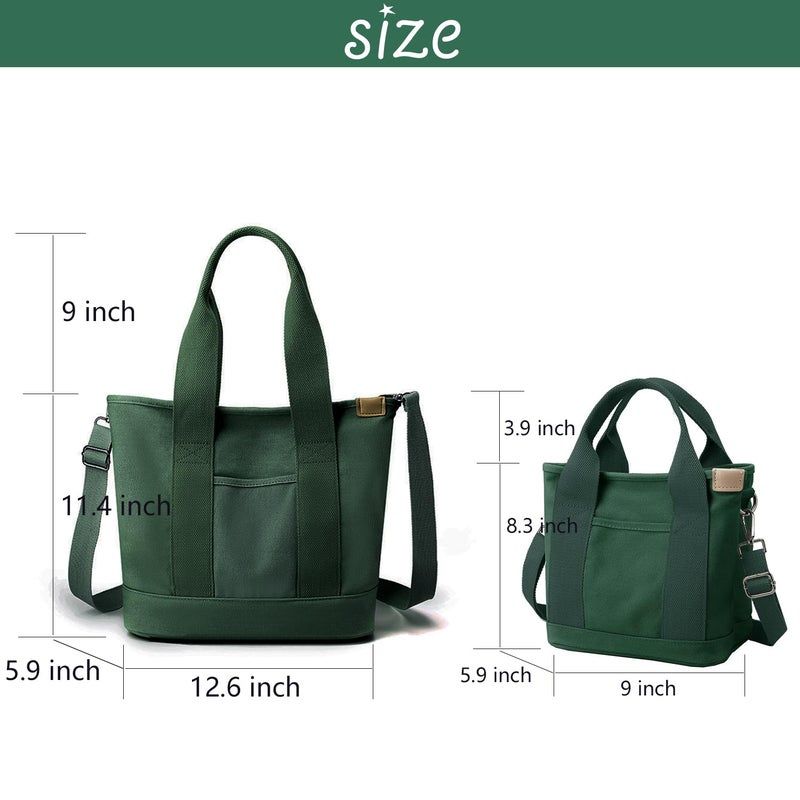 MINGRI Large Tote Bag for Women,Canvas Totes Bags with Pockets,Crossbody Purse Hobo Handbag with Zipper,Shoulder Satchel Messenger Bag with Compartments for Work,Shopping,Beach,with Long Strap,Large - Image 3