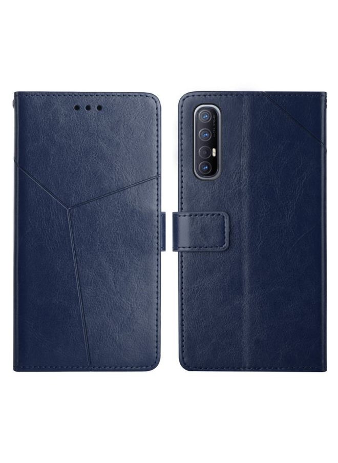 HuHa Case Cover For OPPO Reno3 Pro 5G Y Stitching Horizontal Flip Leather Phone Case Blue 