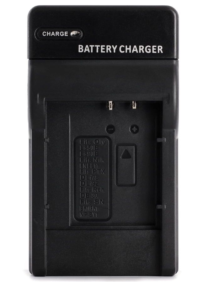 شاحن NP-BK1 لكاميرات Sony Cyber-Shot DSC-S750 وDSC-S780 وDSC-S950 وDSC-S980 وDSC-W180 وDSC-W190 وDSC-W370 وMHS-PM5 وWebbie HD وWebbie MHS-PM1 والمزيد مع قابس قابل للطي