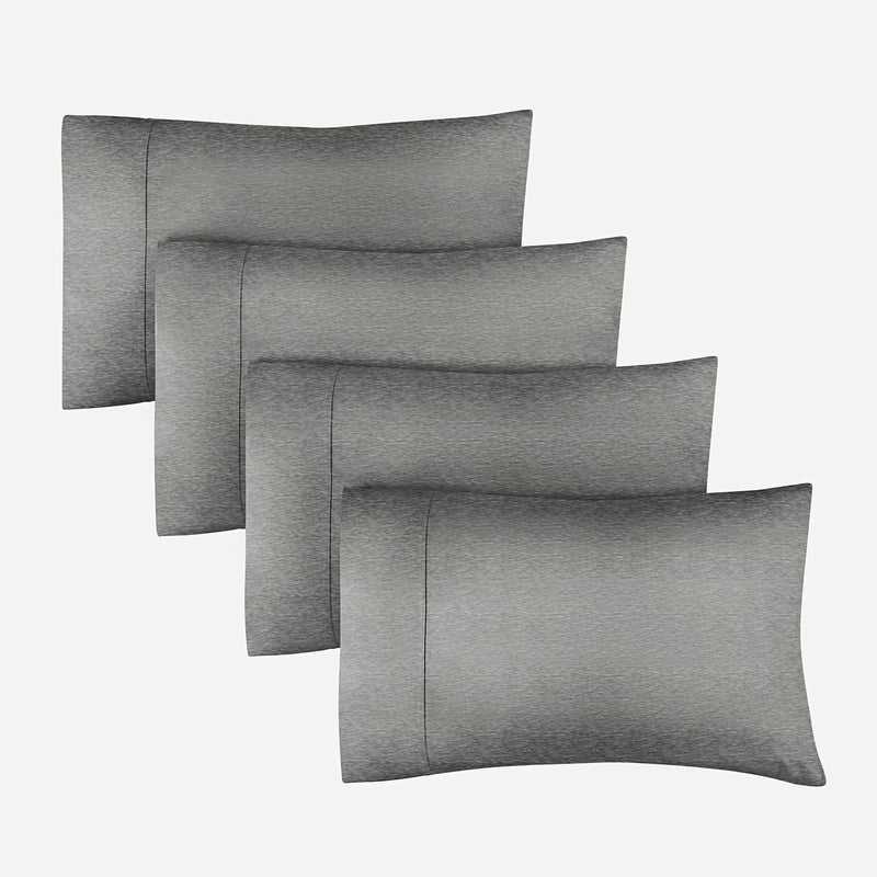 CGK Unlimited Queen Size Pillow Cases Set of 4 - Extra Soft Pack of 4 Pillowcases - Hotel Luxury Pillowcases - Machine Washable Pillow Protectors - 20x40 Pillow Cases 4 Piece - Queen Heathered Grey Pillow Covers  - Image 1