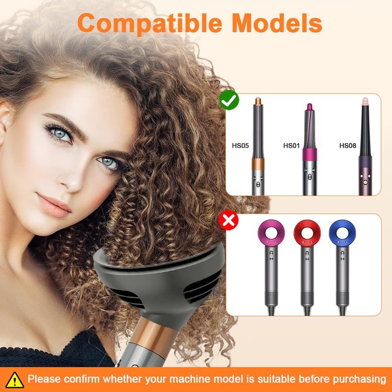 May Create MAYCREATE® Wave Curl Diffuser for Dyson Airwrap Attachment, Dome and Diffuse Mode Diffuser Attachment for Dyson Airwrap HS01/HS05/HS08 for Enhance Curl and Control Wavy Hair - Image 2