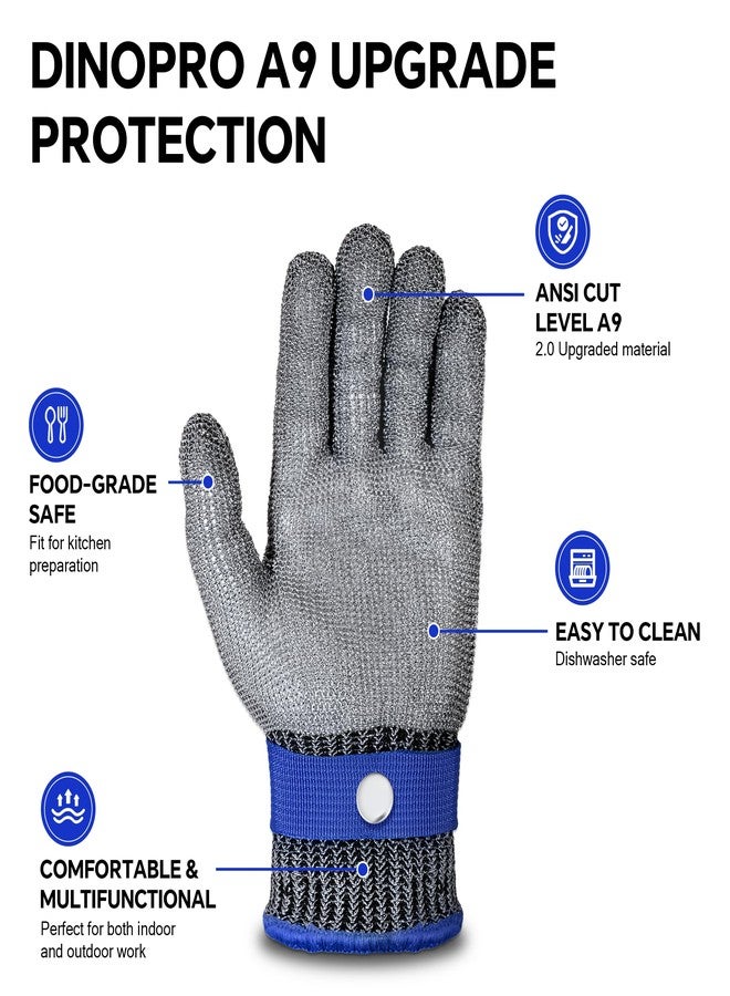 ZEEGO ANSI A9 Cut Resistant Glove, Food Grade Stainless Steel Mesh Metal Glove, Suitable for Mandoline, Kitchen Cooking,Butcher Meat Cutting and Oyster Shucking(2 Pairs,Medium Size) - Image 2