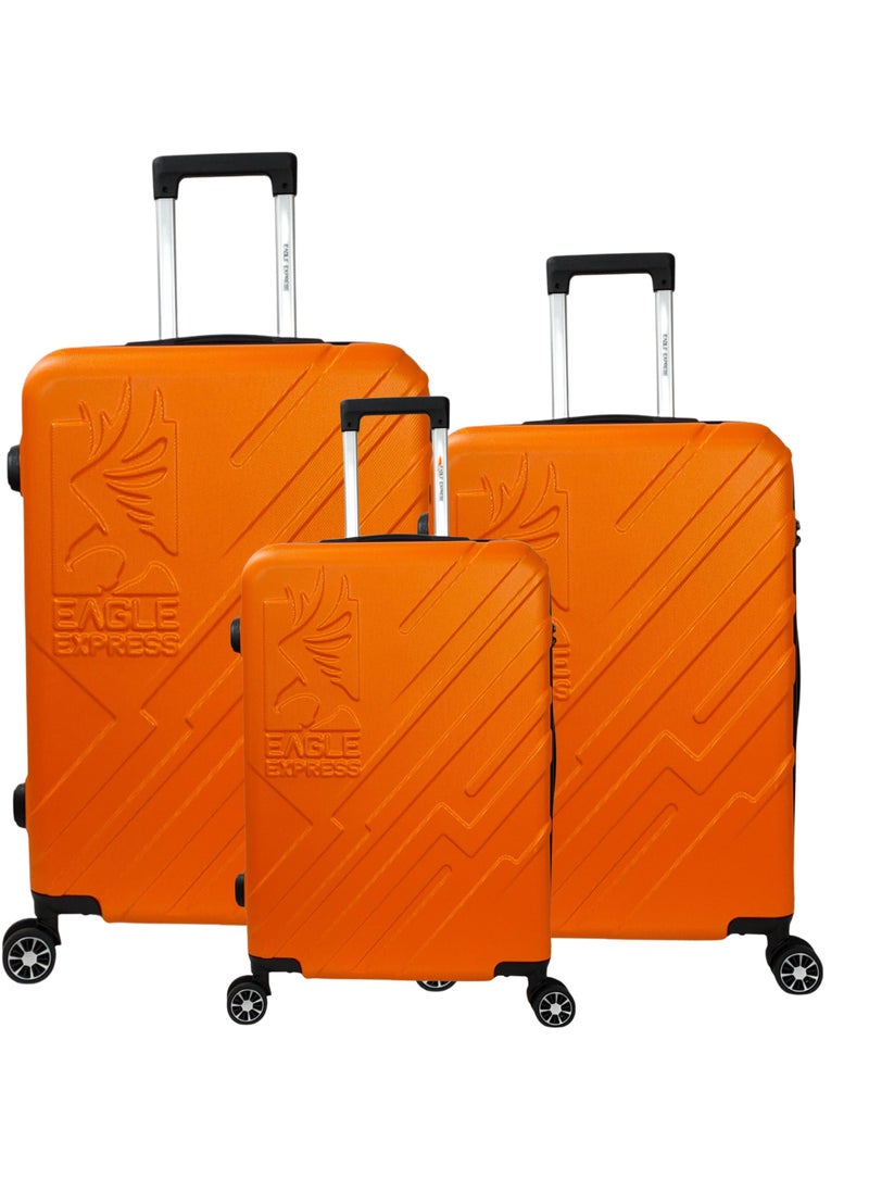 Eagle Express ROBUST ABS HARD TROLLEY 20,24,28 inch 3 Piece Set ORANGE  - Image 1