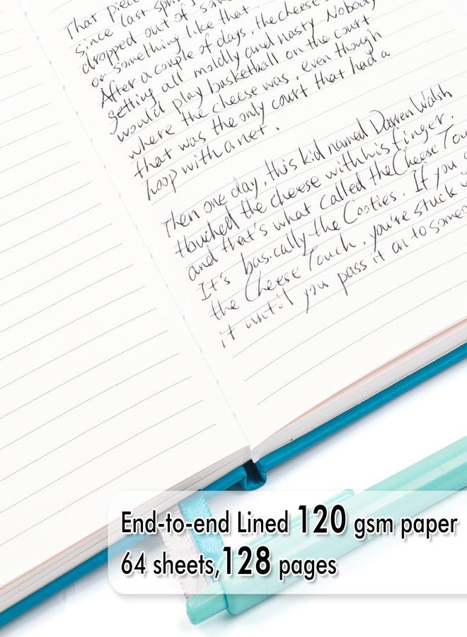feela 12 Pack Notebooks Journals Bulk, Hardcover Notebook Classic Ruled Journal Set with Pen Holder for School Business Work Travel Writing, with 12 Black Pens, 120 GSM, 5.1”x8.3”, A5, Teal - Image 3