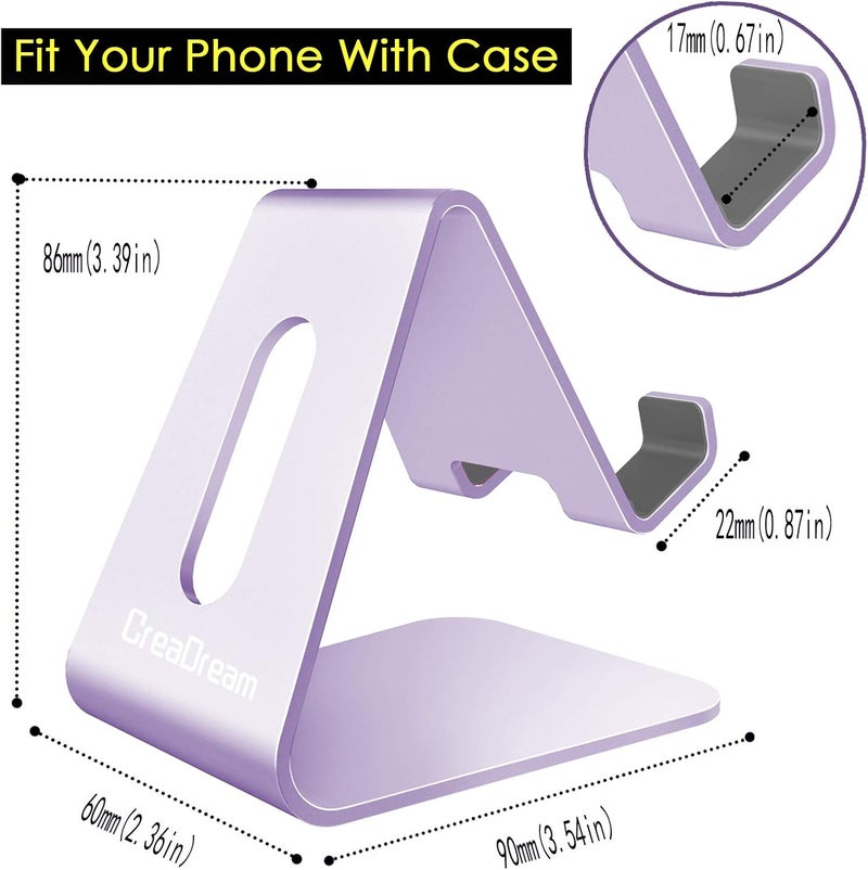 CreaDream Cell Phone Stand, Cradle, Holder,Aluminum Desktop Stand Compatible with Switch, All Smart Phone, iPhone 17 16 Pro Xs Max Xr X Se 8 7 6 6s Plus SE 5 5s-Purple - Image 5