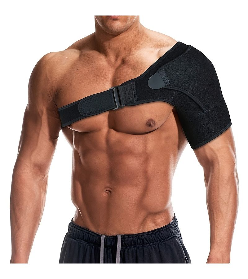 Adjustable Black Shoulder Brace Support for Men Women Compression Sleeve Wrap - Image 1