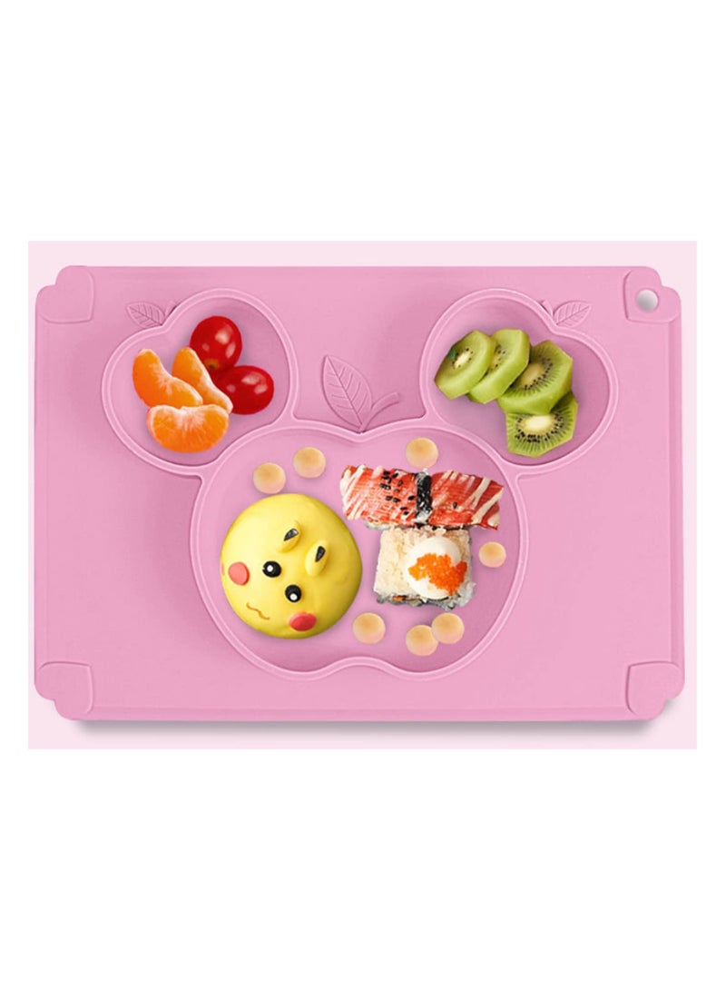 Non-Slip Dishwasher and Microwave Safe Silicone Feeding Plate with Spoon and Fork Perfect for Babies and Toddlers Ideal Placement for Highchair or Table - Image 1