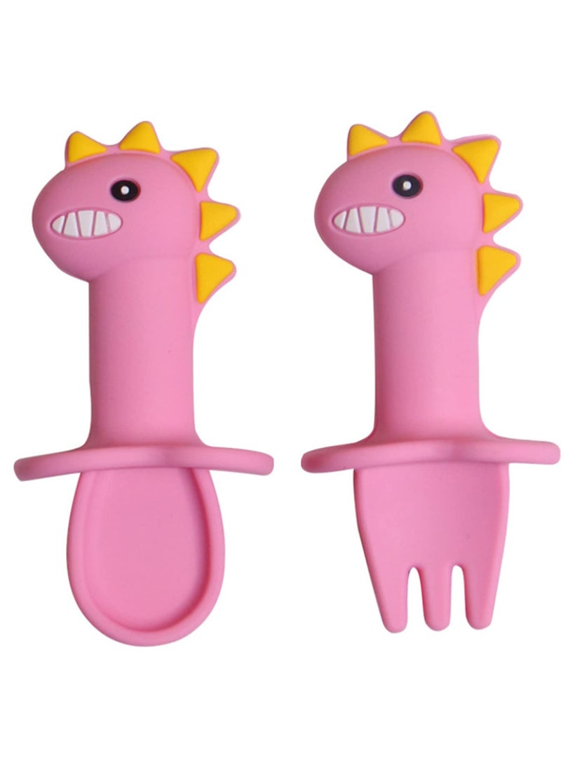 Non-Slip Dishwasher and Microwave Safe Silicone Feeding Plate with Spoon and Fork Perfect for Babies and Toddlers Ideal Placement for Highchair or Table - Image 2