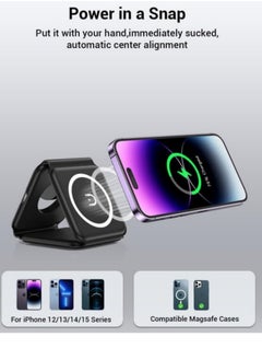 XICEN 3 in 1 Magnetic Wireless Charger Fast Charging Pad Foldable Phone Smart Watch Charge Station  - Image 5