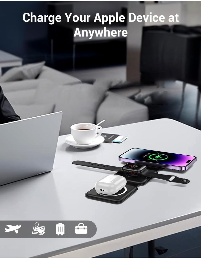 XICEN - 3 in 1 Magnetic Wireless Charger Fast Charging Pad Foldable Phone Smart Watch Charge Station - Image 1