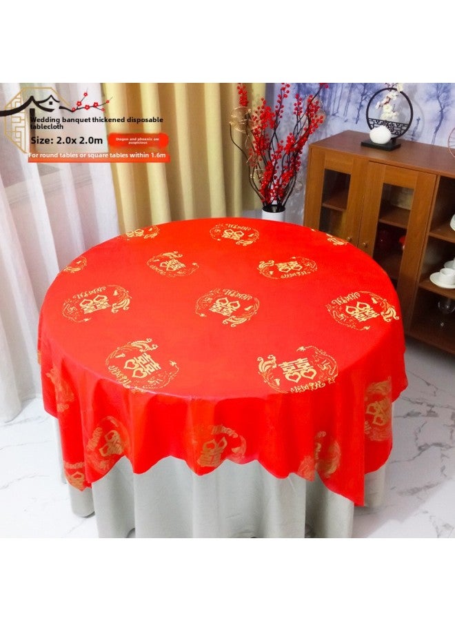 Disposable Tablecloth Wedding Wedding Banquet Red Wedding Banquet Thickened Wedding Character Round Table Festive Tablecloth-Color:2.2m Full Of Red 10 Sheets [upgraded To Thicker Version] Single Piece Extraction - Image 4