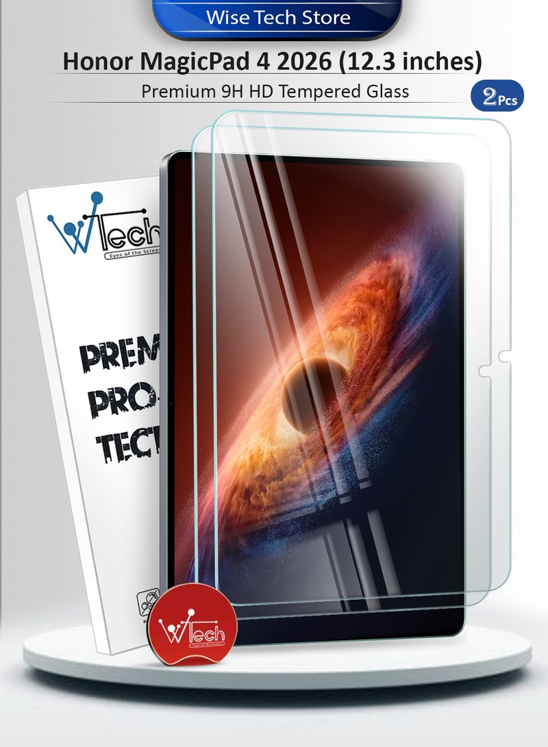 Wtech [2 PACK] Honor MagicPad 4 12.3 2026 (12.3 inches) WTech Premium Series Curved Edges 9H HD Full Cover Tempered Glass Tablet Screen Protector (TSGPCN) - Clear - Image 1
