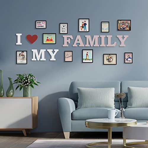 RANDOM Photo Frame For Wall Set of 11 3D Collage photo frames with I LOVE MY FAMILY Plaque For Home Decoration, Wall Decor (8"X10"=6pcs,6"x8"=5pcs) - Image 2