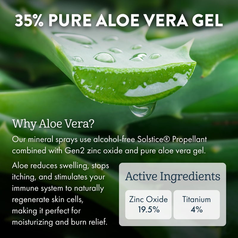Aloe Up Continuous Mineral Sunscreen Spray SPF 50- Alcohol-Free Broad Spectrum UVA/UVB Sunscreen Protector for Face and Body - With Gen2 Zinc Oxide and Aloe Vera - Dries Clear - Reef Safe - 4.5 Oz - Image 3