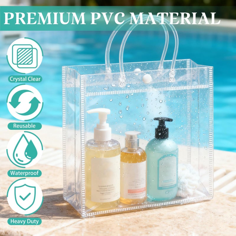 BadenBach 16 Pack Clear Gift Bags with Handles, 11" x 11" x 3.9" Large Reusable Plastic Party Favor Bags Bulk, Transparent PVC Tote Bag for Wedding, Birthday, Mother's Day, Boutique (28Ã—28Ã—10 cm) - Image 4
