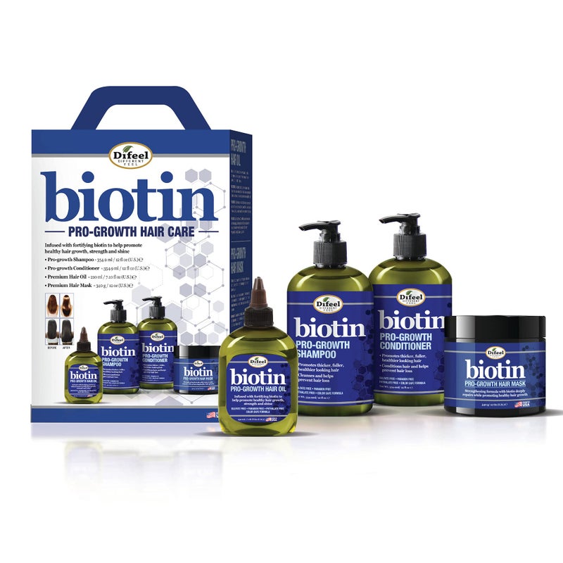 مجموعة هدايا العناية بالشعر ديفيل بيوتين بروغروث 4 قطع شامبو 12 أونصة بلسم 12 أونصة زيت شعر 7 أونصة وقناع شعر 12 أونصة