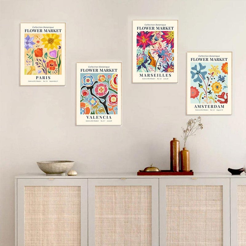 Canssape Set of 4 Flower Market Wall Art Prints Colorful Wall Art Prints 8x10 Wall Pictures for Room Decor Aesthetic Flower Market Poster Prints for Wall Decor Daisy Colorful Wall Art (Unframed) - Image 5
