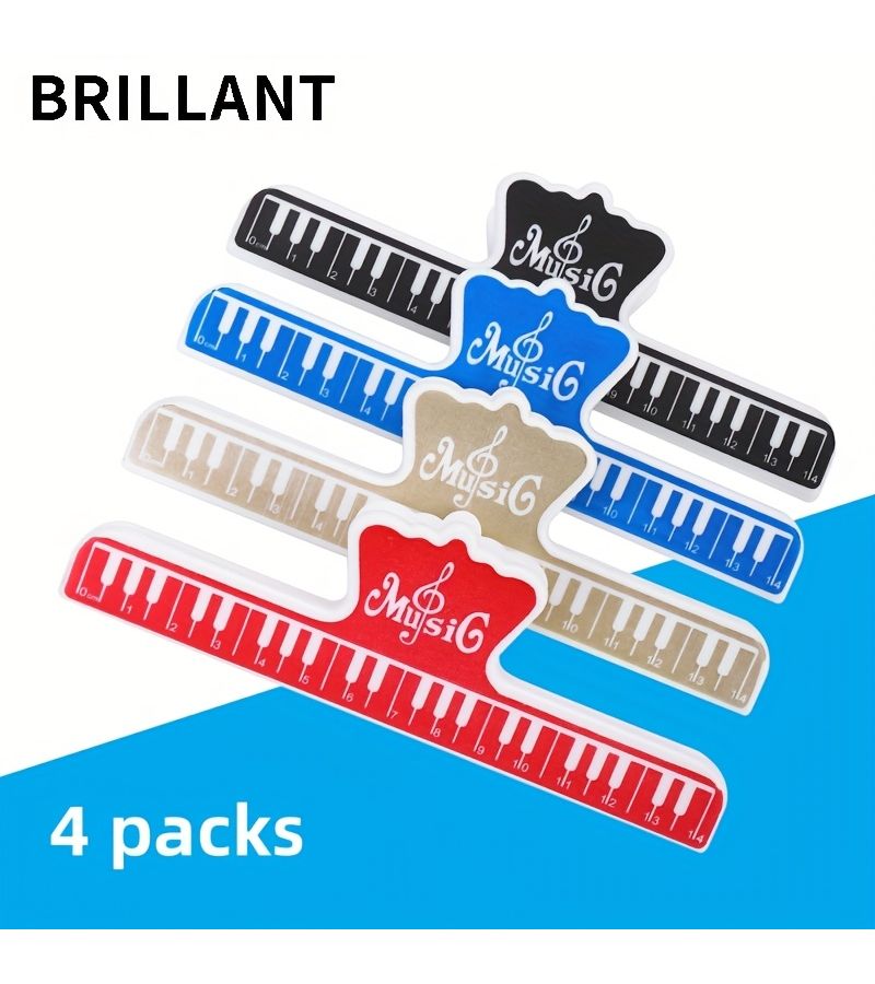 4pcs Mixed Color Durable Plastic Sheet Music Clips Set Decorative Clip for Erhu Voice Resume File Contract Gift Suitable for Pianists Music Sheet Fixing - Image 1