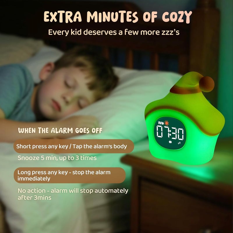 Aokpsrt Star Alarm Clock with Night Light for Kids with Sleep Training and Sound Machine, Rechargeable Silicone Lamp OK to Wake Clock，Cute Animal Tabletop Lamp, Perfect Sleep Companion for Boys Girls, Pink - Image 4