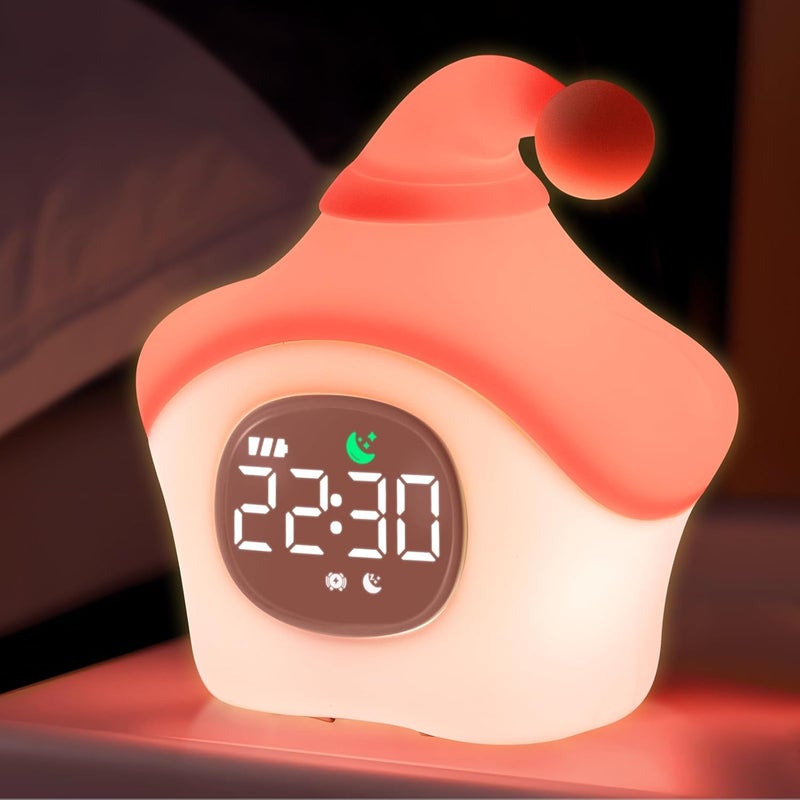 Aokpsrt Star Alarm Clock with Night Light for Kids with Sleep Training and Sound Machine, Rechargeable Silicone Lamp OK to Wake Clock，Cute Animal Tabletop Lamp, Perfect Sleep Companion for Boys Girls, Pink - Image 1