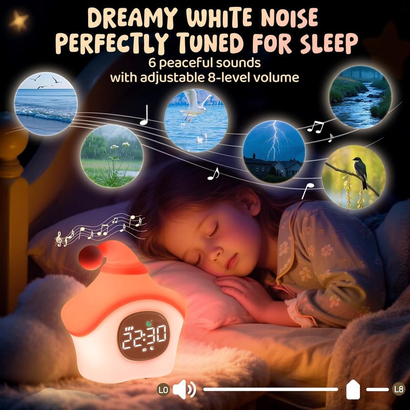 Aokpsrt Star Alarm Clock with Night Light for Kids with Sleep Training and Sound Machine, Rechargeable Silicone Lamp OK to Wake Clock，Cute Animal Tabletop Lamp, Perfect Sleep Companion for Boys Girls, Pink - Image 5