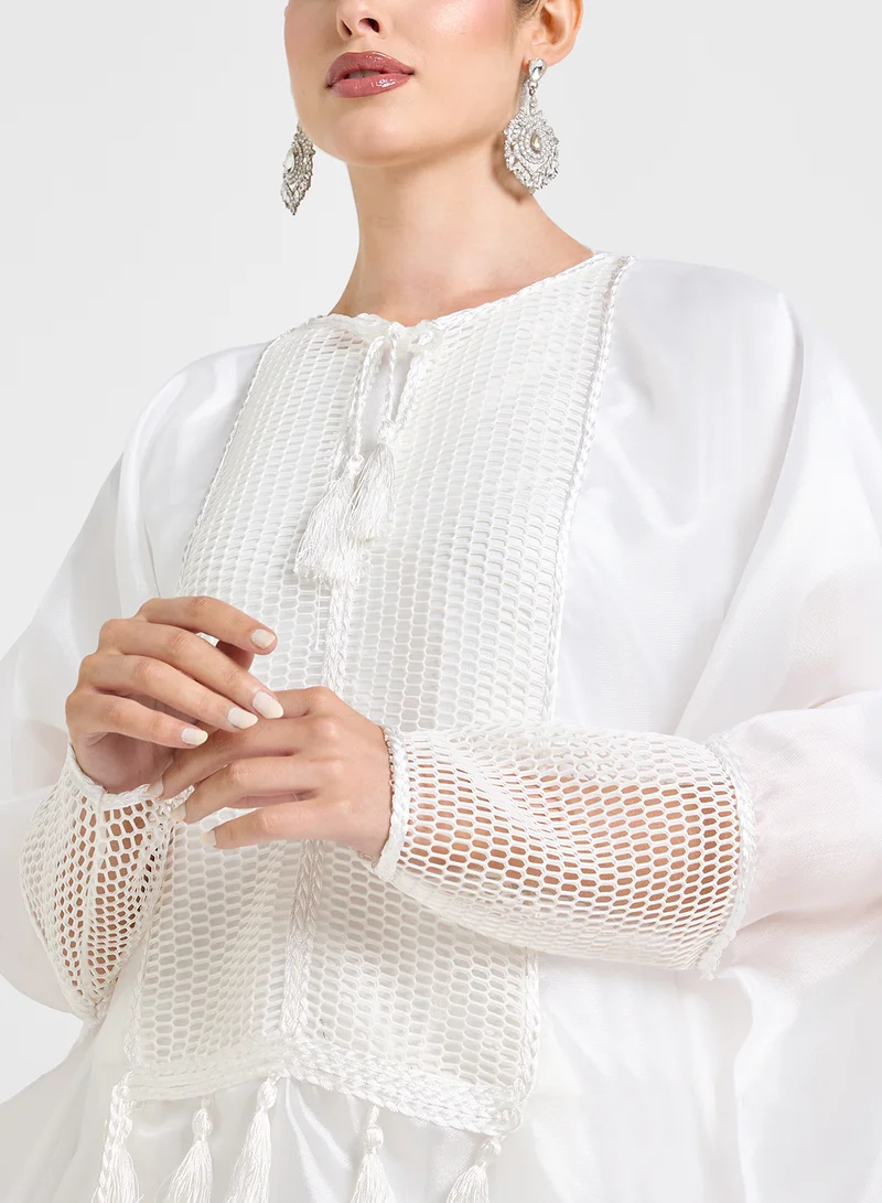 Khizana Embroidered Kaftan With Sheila