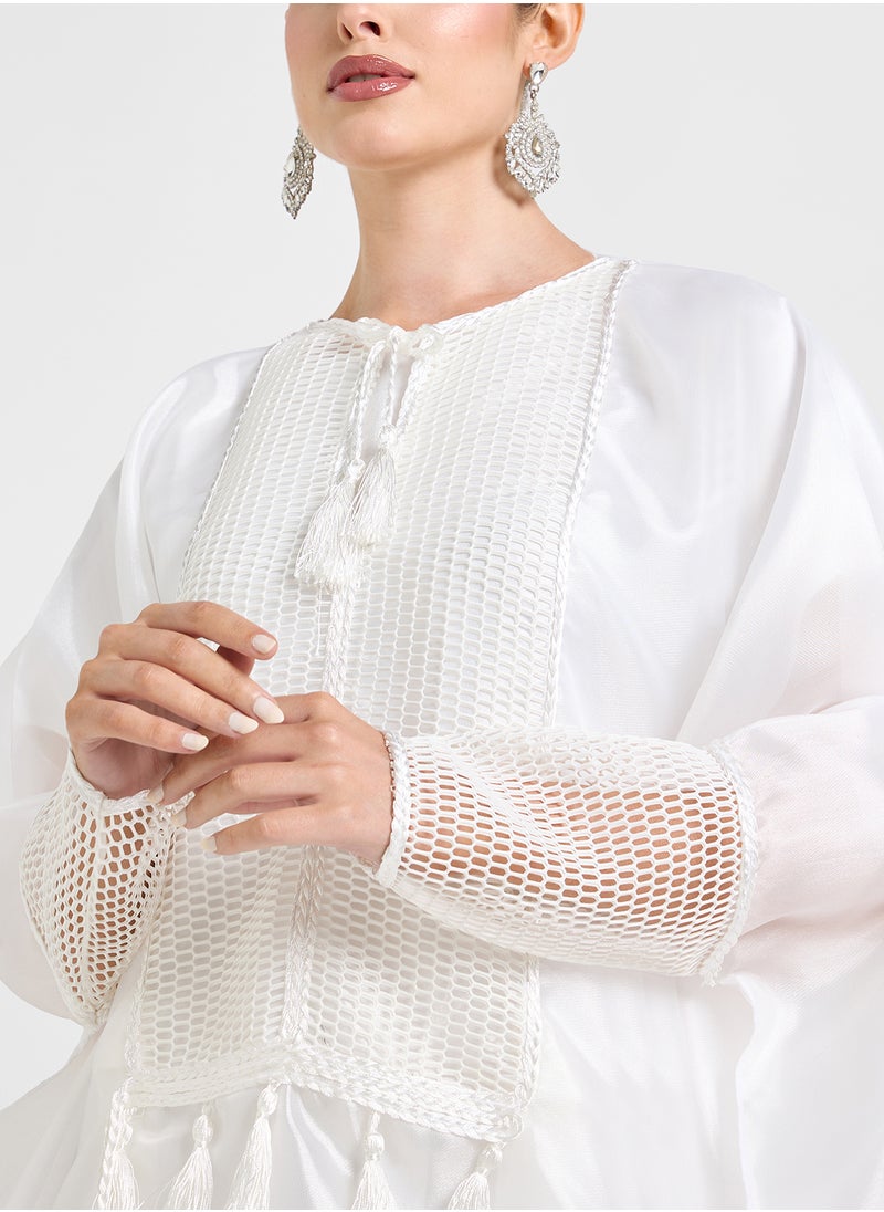 Khizana Embroidered Kaftan With Sheila  - Image 3