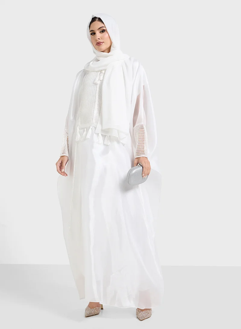 Khizana Embroidered Kaftan With Sheila