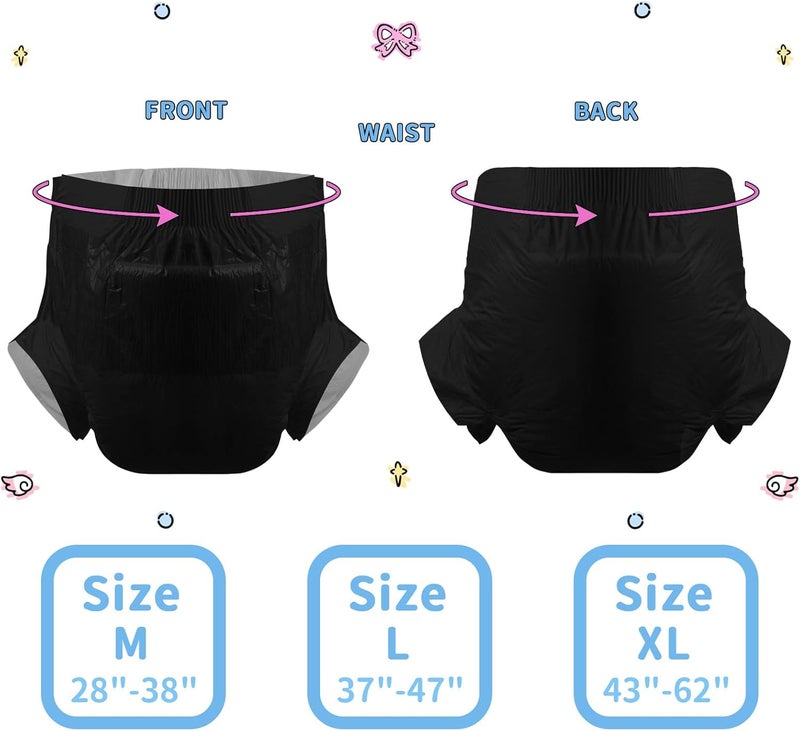 CutiePlusU Adult Diapers Heavy Absorption Dry Surface Disposable Adult Diaper All NightBlack 2 Pieces - Image 4
