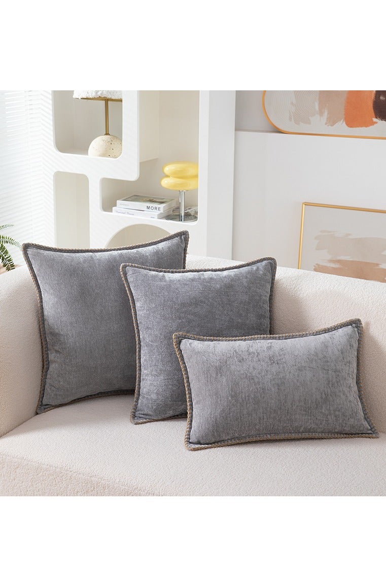 HOMESTAR أغطية وسائد رمي من الفرو مجموعة من 3 - أغطية وسائد زخرفية ناعمة ورقيقة للكنبة، الأريكة، غرفة المعيشة رمادي - Image 1