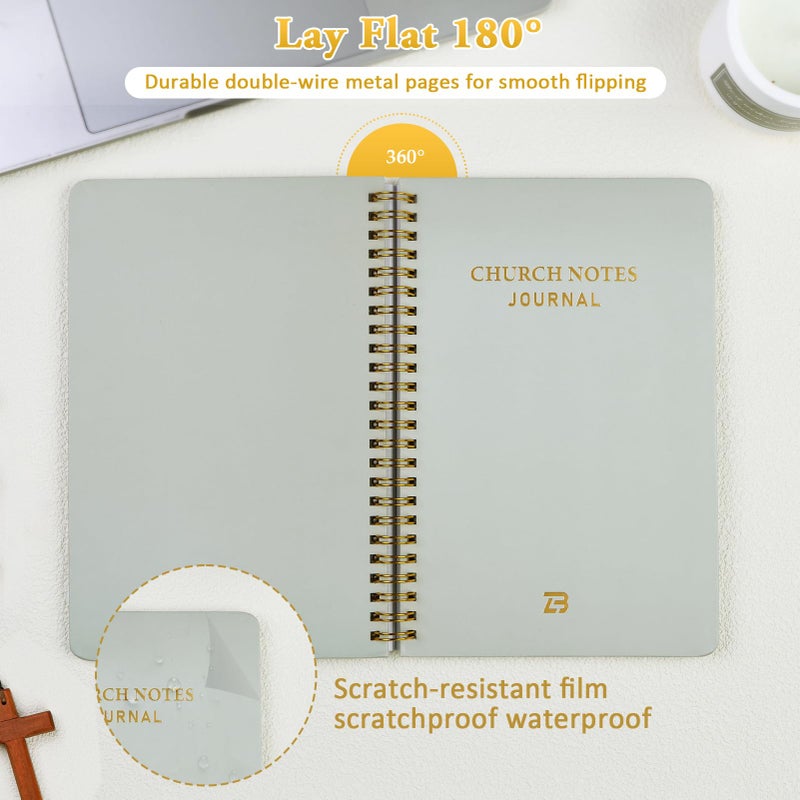 Zorblinx Church Notes Journal & Sermon Notes Notebook - Guided Christian Notebook for Key Points, Scripture Verses & Reflection | Spiritual Gift for Men & Women Bible Study Supplies, Green - Image 5