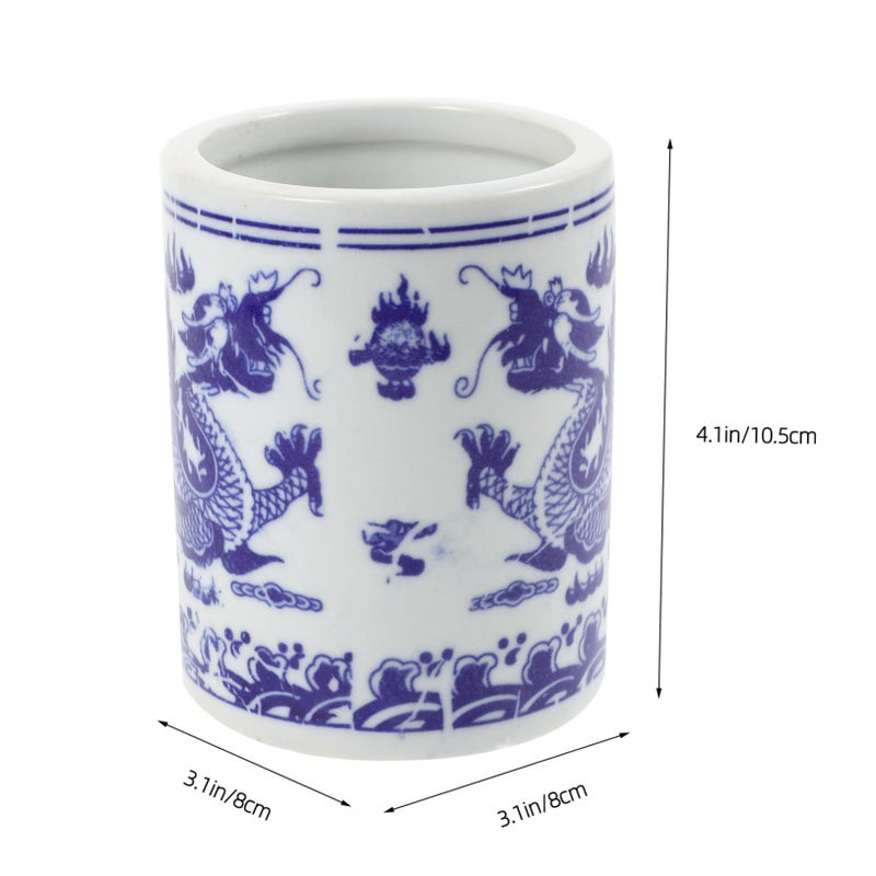Blue White Porcelain Chopstick Holder Utensil Storage Bucket Kitchen Countertop Organizer - Image 3