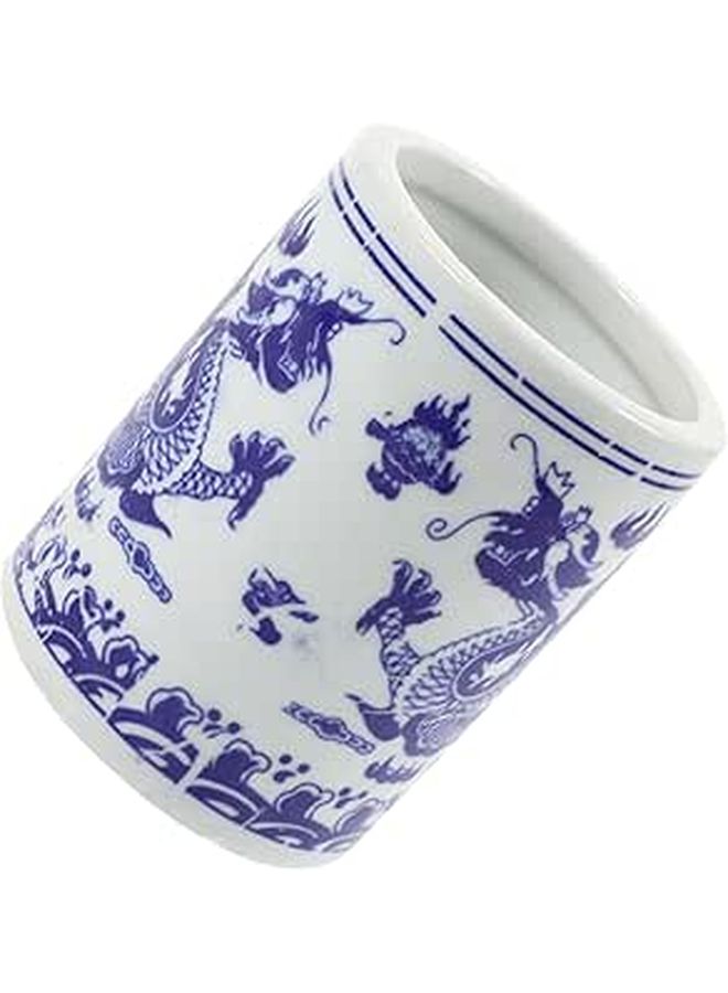 Blue White Porcelain Chopstick Holder Utensil Storage Bucket Kitchen Countertop Organizer - Image 1