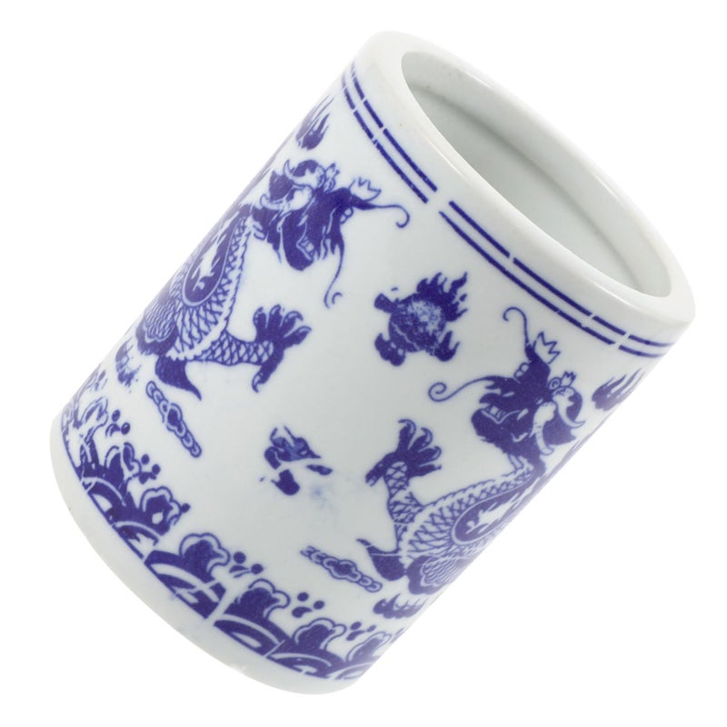 Blue White Porcelain Chopstick Holder Utensil Storage Bucket Kitchen Countertop Organizer - Image 2