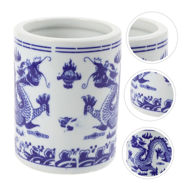 Blue White Porcelain Chopstick Holder Utensil Storage Bucket Kitchen Countertop Organizer - Image 5