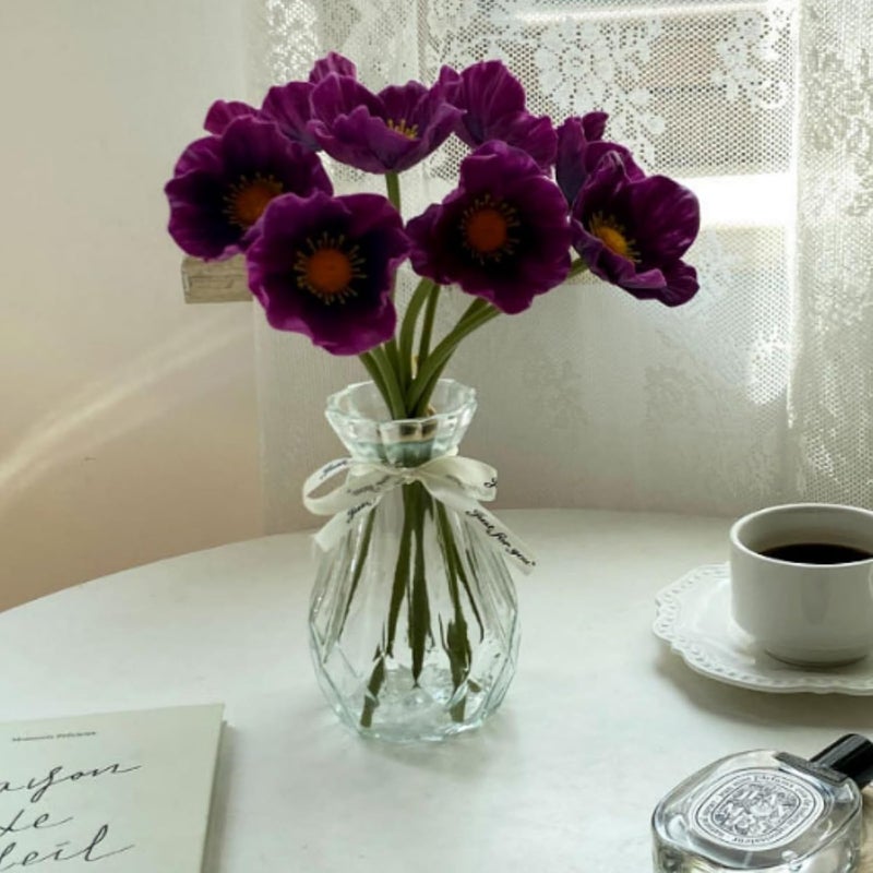 OUKEYI Artificial Flowers False Poppy Flowers,10 pcs Artificial Poppy Silk Fake Flowers,No Fade PU Fake Latex Flowers for Kitchen Table Centerpiece Wedding Holiday Bridal Bouquet Home Party Decor (Purple) - Image 4