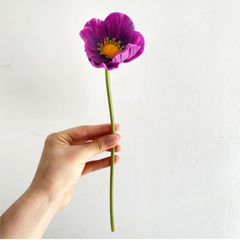 OUKEYI Artificial Flowers False Poppy Flowers,10 pcs Artificial Poppy Silk Fake Flowers,No Fade PU Fake Latex Flowers for Kitchen Table Centerpiece Wedding Holiday Bridal Bouquet Home Party Decor (Purple) - Image 2