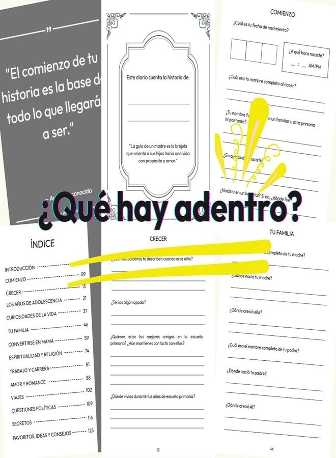 XKFCFC Mamá, Quiero Conocer Tu Historia de Vida (Tapa Dura) - Diario Guiado con Más de 300 Preguntas, Libro de Recuerdos y Memorias, Regalo para Mamá, Día de la Madre, Cumpleaños y Navidad (Edición en Español) - Image 5