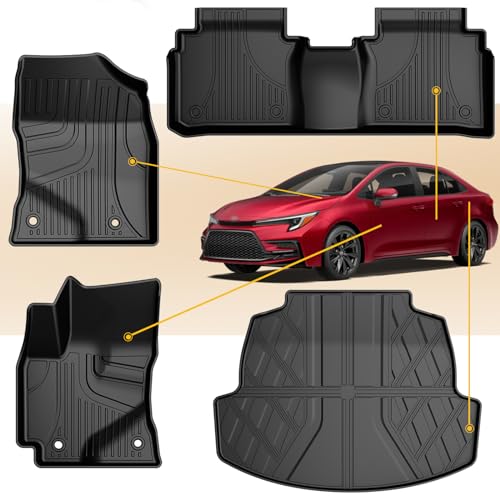 IKABEVEM for Toyota Corolla Floor Mats and Cargo Liner 2020-2025 - All Weather Floor Mats and Trunk Mat for Toyota Corolla/Corolla Hybrid Sedan (Not Fit Corolla Cross/Hatchback) 2025 2024 2023 2022 2021 2020 - Image 1